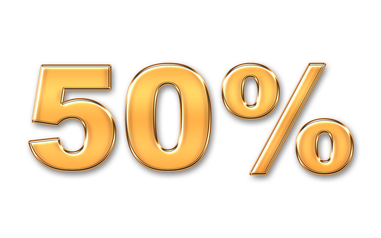 50%, 절반 (출처=PIXABAY)