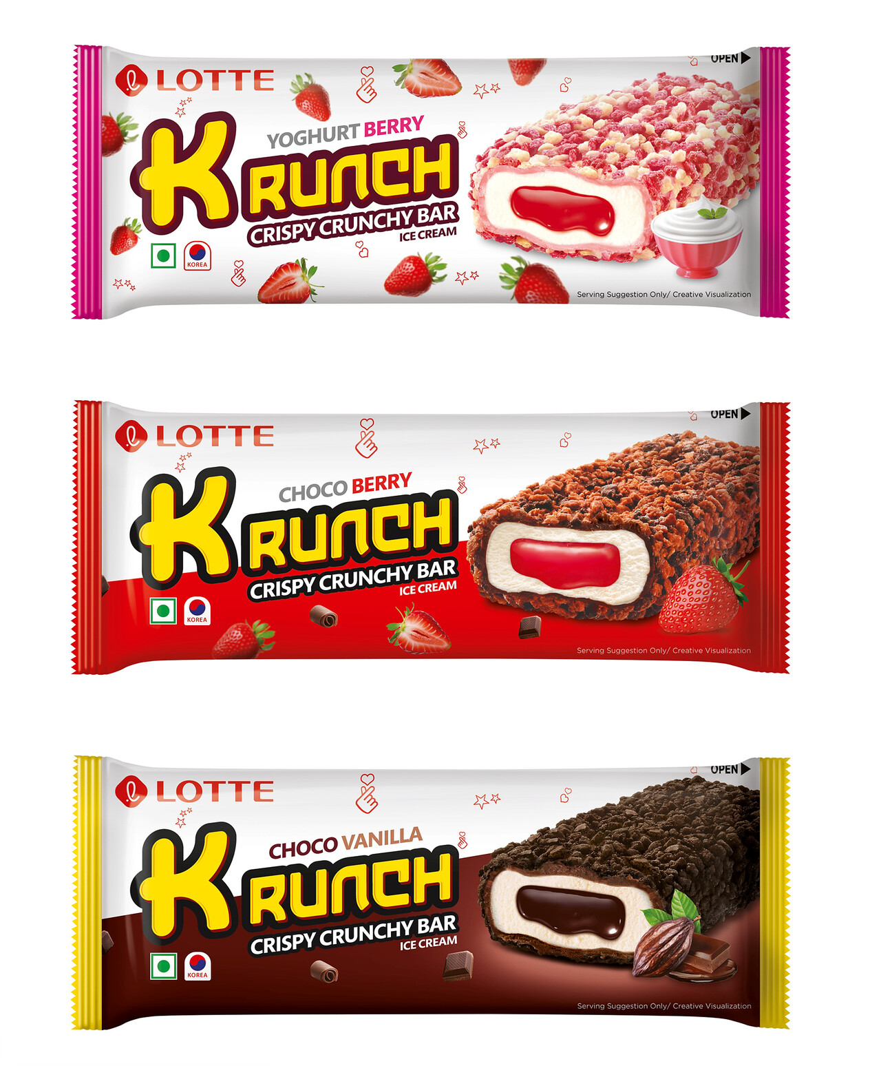 롯데웰푸드 ’Krunch’ 3종 제품 이미지 (출처=롯데웰푸드)