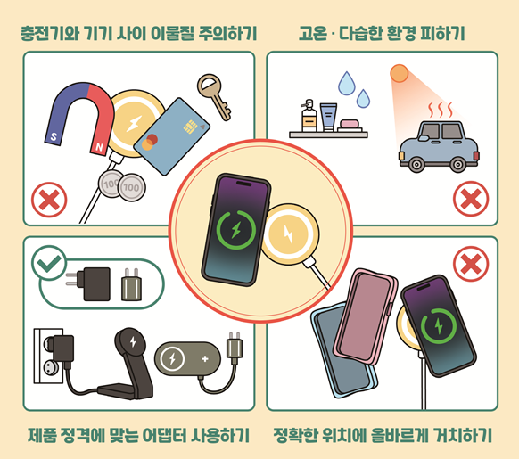 무선충전기 안전 사용 수칙(출처=한국소비자원)