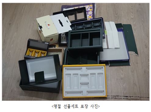 명절 선물세트 포장(출처=녹색소비자연대)