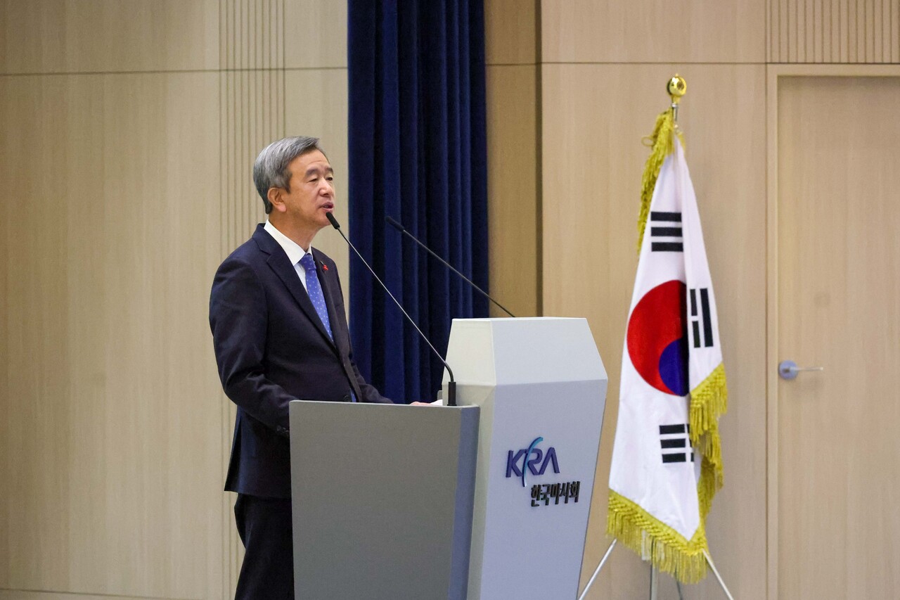 지난 2일 한국마사회 시무식에서 정기환 회장이 발언하고 있다. (출처=한국마사회)
